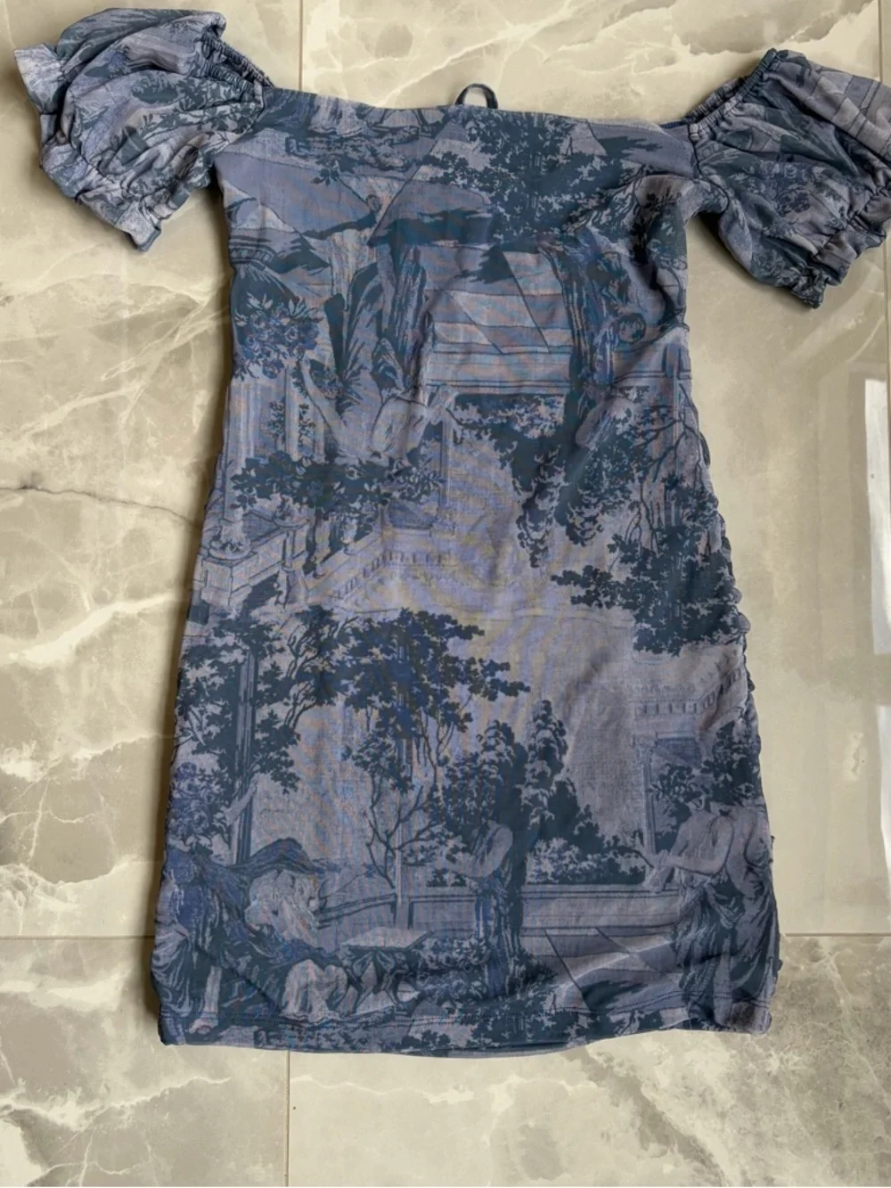 Urban Outfitters UO Blue Mesh Mini Party Dress Size Large Off Shoulders
